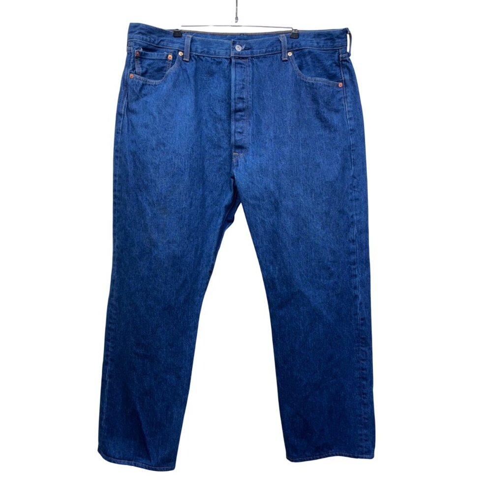 Levis 501 Button Front Jeans Cotton Straight Leg Dark Blue Wash Denim 40X30 #o